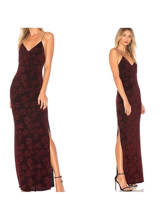 REVOLVE Dresses & Skirts - House of Harlow x REVOLVE Spaghetti Strap Burgundy Floral Velvet Maxi Dress